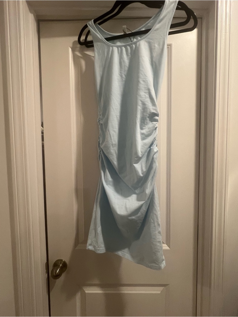 Light Blue Ruched Side Sleeveless Dress